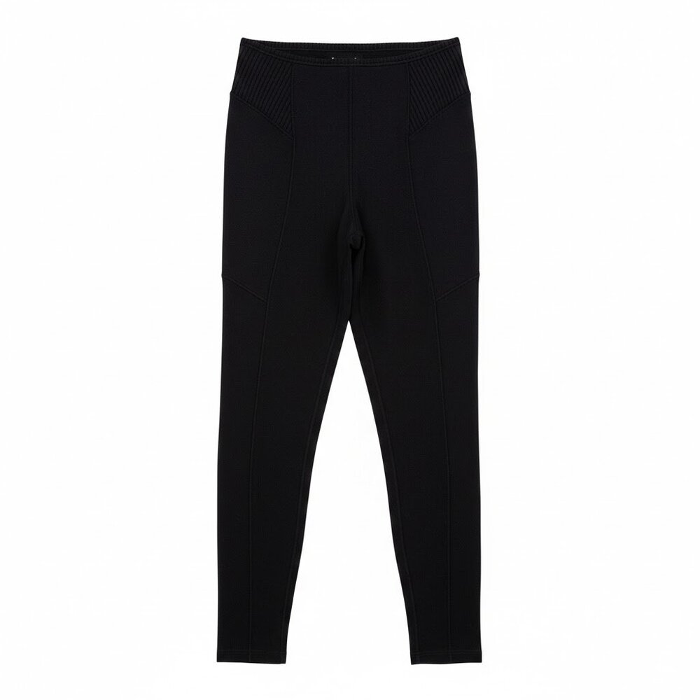 For Love & Lemons Ella Ribbed Leggings Black High Waisted Yoga Pants Size M